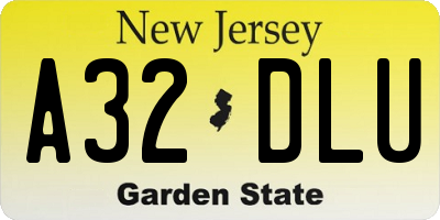 NJ license plate A32DLU