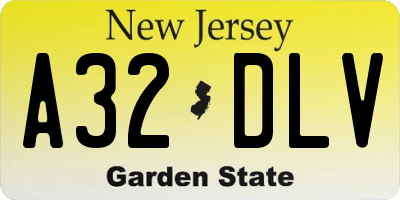 NJ license plate A32DLV