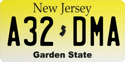 NJ license plate A32DMA