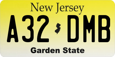 NJ license plate A32DMB