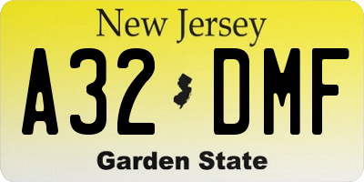 NJ license plate A32DMF
