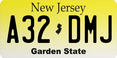 NJ license plate A32DMJ