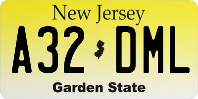 NJ license plate A32DML