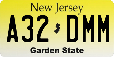 NJ license plate A32DMM