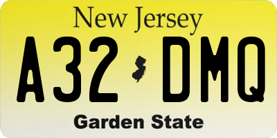 NJ license plate A32DMQ