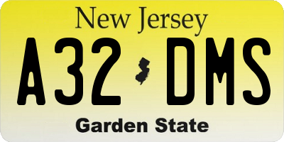 NJ license plate A32DMS
