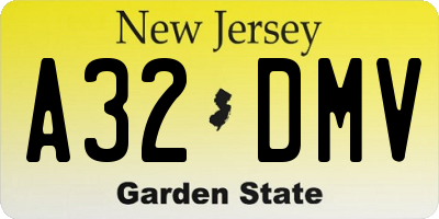 NJ license plate A32DMV
