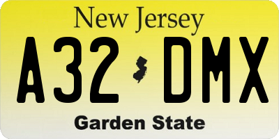 NJ license plate A32DMX