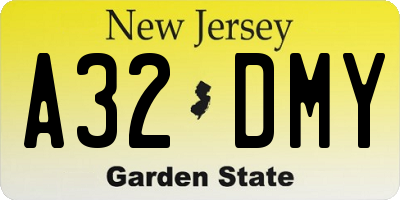 NJ license plate A32DMY