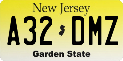 NJ license plate A32DMZ