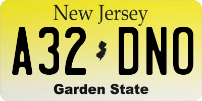 NJ license plate A32DNO