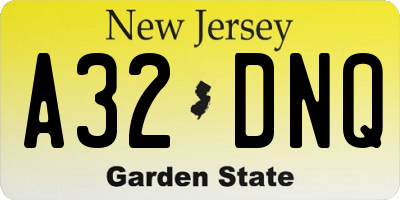 NJ license plate A32DNQ