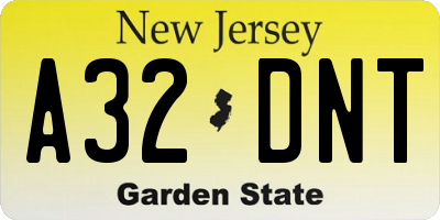 NJ license plate A32DNT