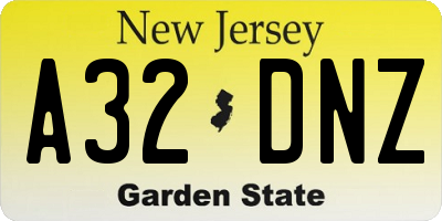 NJ license plate A32DNZ