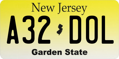 NJ license plate A32DOL