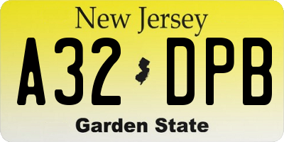 NJ license plate A32DPB