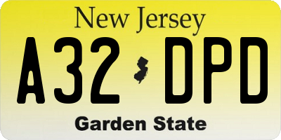 NJ license plate A32DPD