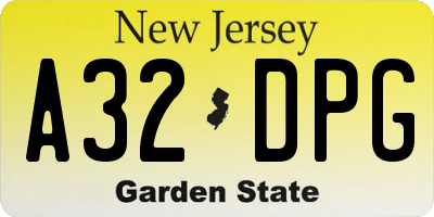 NJ license plate A32DPG