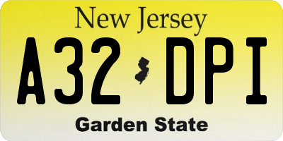 NJ license plate A32DPI