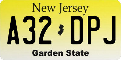 NJ license plate A32DPJ