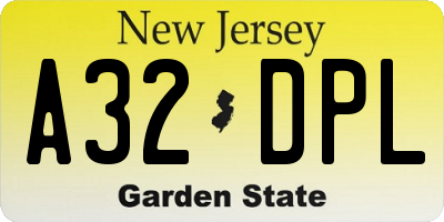 NJ license plate A32DPL