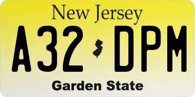 NJ license plate A32DPM