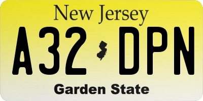 NJ license plate A32DPN