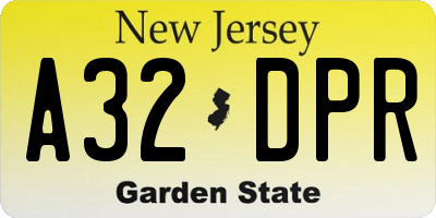 NJ license plate A32DPR