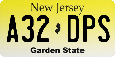 NJ license plate A32DPS