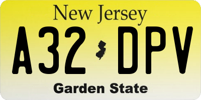 NJ license plate A32DPV