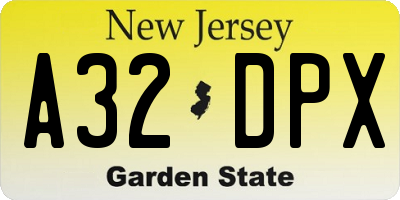 NJ license plate A32DPX