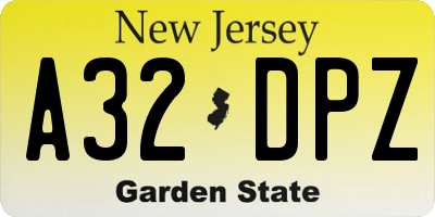 NJ license plate A32DPZ
