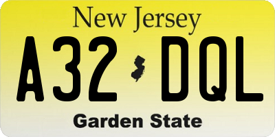 NJ license plate A32DQL