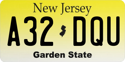 NJ license plate A32DQU