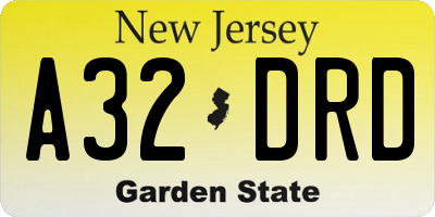 NJ license plate A32DRD