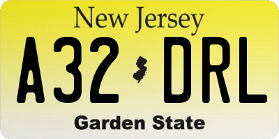 NJ license plate A32DRL