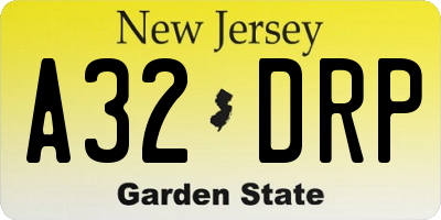 NJ license plate A32DRP