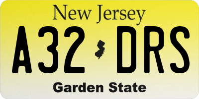 NJ license plate A32DRS