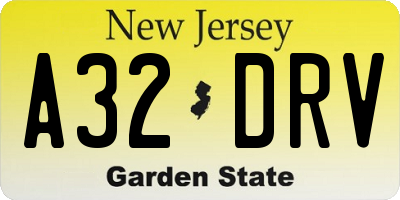 NJ license plate A32DRV