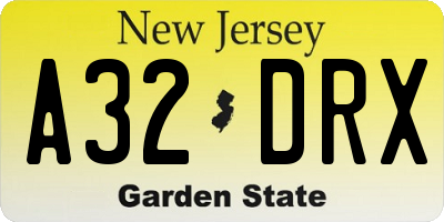 NJ license plate A32DRX