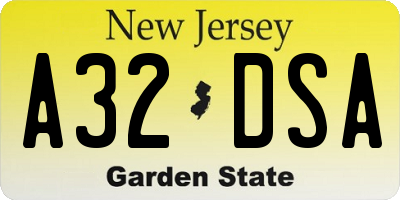 NJ license plate A32DSA