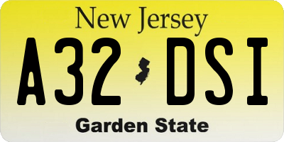 NJ license plate A32DSI