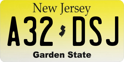 NJ license plate A32DSJ