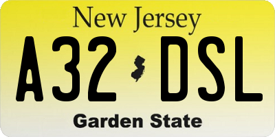 NJ license plate A32DSL