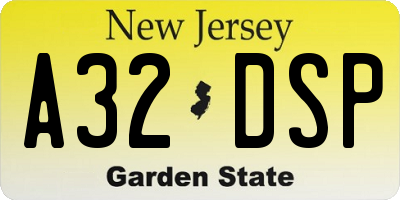 NJ license plate A32DSP