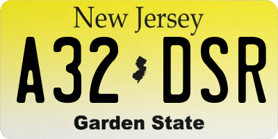 NJ license plate A32DSR