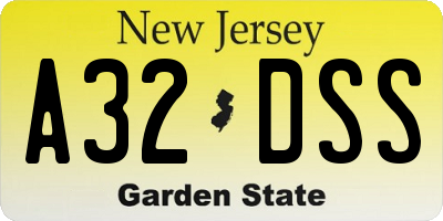 NJ license plate A32DSS