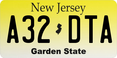 NJ license plate A32DTA