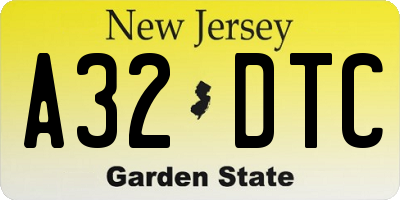 NJ license plate A32DTC
