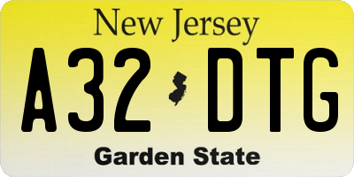 NJ license plate A32DTG
